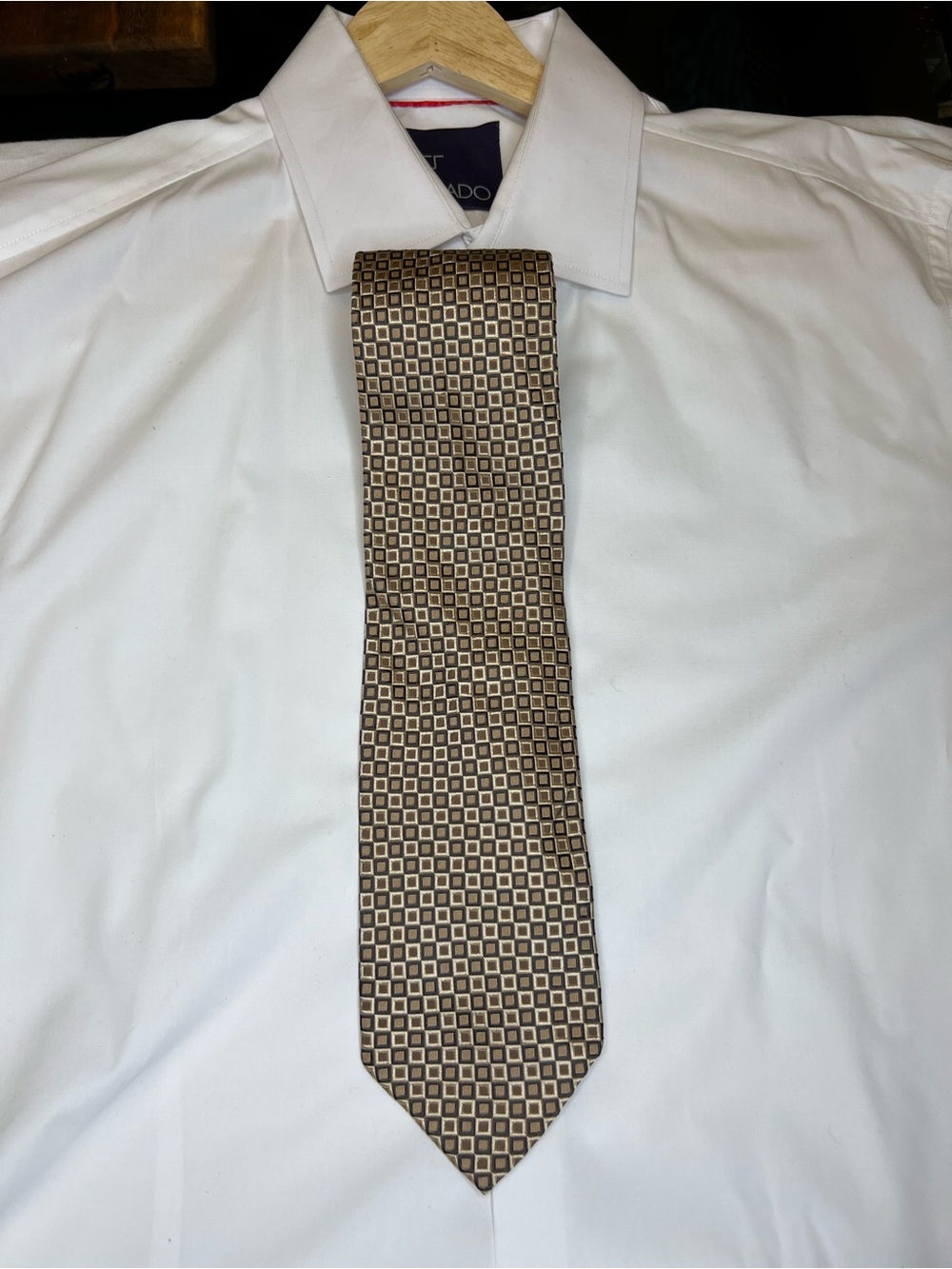 Ermenegildo Zegna Brown and Gold Geometric Silk Tie